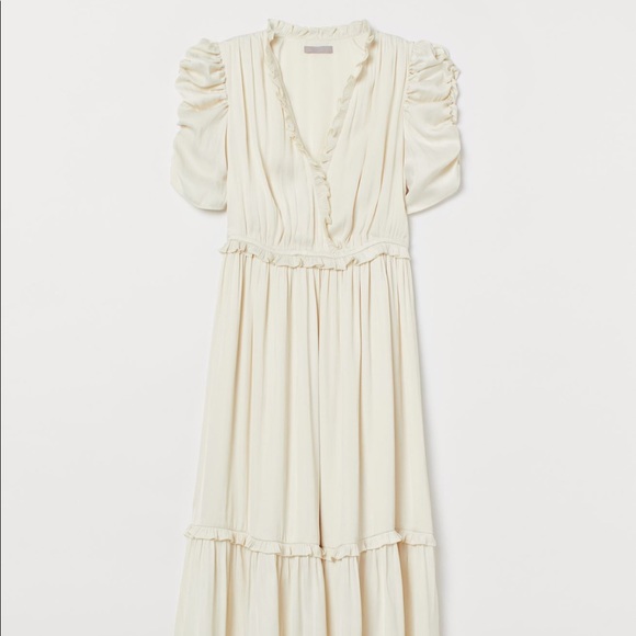 SOLD!! H&M | Cream Midi Satin Dress Sz XS - Picture 7 of 9
